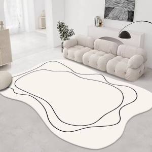 พื้นปูพื้น PVC ทรงกลมพิเศษ ทำความสะอาดได้ ป้องกันน้ำได้ พื้นปูพื้นแบบไม่สมมาตรสำหรับห้องนั่งเล่น ห้องนอน พื้นปูพื้น PU สำหรับตกแต่งบ้าน