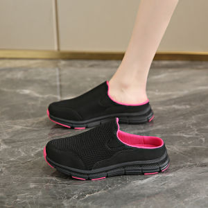 Beijing Style Breathable Mesh Slip-On Half Slippers for Women Summer Casual Slipper Comfortable Mom Sandals Large Size