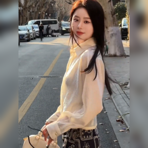 YUFUQING | Korean Style Gentle White Long Sleeve Womens Shirt Spring 2025 New Arrival Slimming Half Skirt Set Versatile Fashionable