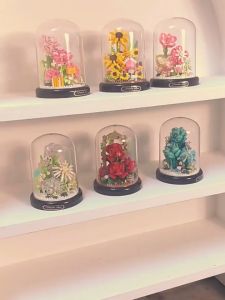 Flowers Bricks Toys with Music Box Flowers Bouquet Sunflowers Building Blocks Toys Gift for Girlfriends