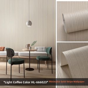 yishujia office | Gray Non-woven Flax Plain Stripe Wallpaper
