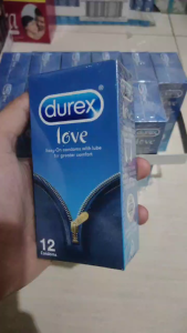 Kondom Durex Love 12 Pcs & 3 Pcs - Kondom Standar Regular 52.5mm Tebal Normal Extra Lube
