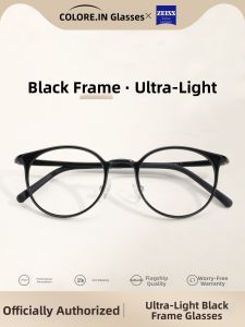Colore.in | Lightweight Black Round Frame Anti-Blue Light Glasses Slimming Face Glasses Frame
