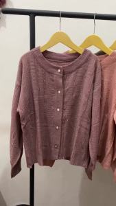 Cardigan Rajut Wanita Premium Tebal Motif Stripe Korean Style
