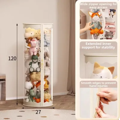 Transparent Zipper Plush Toy Storage Box