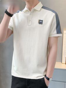 HENGYUANXIANG | Hengyuanxiang Mens Short Sleeve Polo Shirt Ice Silk Cotton Casual Fashion Summer Breathable Thin Standard Fit Button Up Top