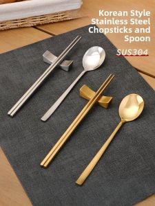 CHUANGGUANJIA | Non-slip Solid Golden Stainless Steel Chopsticks Square Design