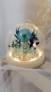TTEEN GIFT Preserved Flower Dandelion Round Glass Graduation Anniversary Birthday Valentine Gift Decoration 永生花蒲公英玻璃罩礼品