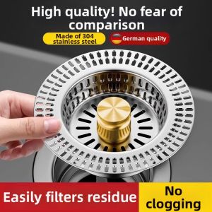 Sink Strainer Spring Loaded Push Press Filter