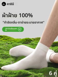 JIAZINI | ถุงเท้าผ้าฝ้ายสำหรับฤดูร้อน ระบายอากาศได้ดี ซับเหงื่อ ป้องกันกลิ่น ถึงกลางน่อง