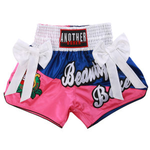 Muay Thai Shorts Bow Ribbon Thai Boxing Shorts Men Women Girls Boy MMA Boxing Training Clothing Wrestling Fight Kickboxing Pants