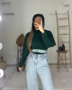 AliMaMa Medan - BLOUSE 663 - Sweater Atasan Wanita Lengan Panjang Kekinian Pakaian Blus Trendy Murah