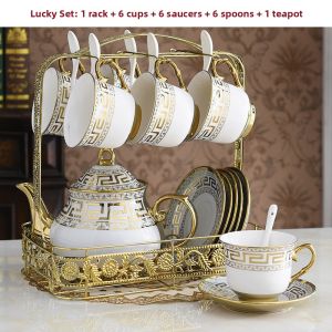 Retro Gilded Edge Ceramic Coffee Cup Set