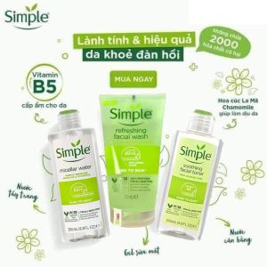 Gel Rửa Mặt Simple Dịu Nhẹ Cho Da Nhạy Cảm Cho da thườngcho da mụn NL155 Kind To Skin Refreshing Facial Wash 150ml