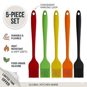 XMSJ | 1/2/3/5Pcs Grade Silicone Kitchen Brush BPA Free High Temperature Resistant Oil Brushes for BBQ Grill Baking Pastry Sauce Baster