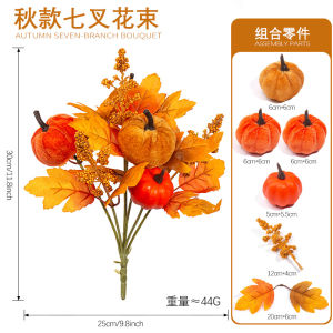 1pc Thanksgiving Artificial Pumpkin Maple Leaf Pick Fake Flower Berry Stems Autumn Harvest Home Table Centerpiece Decoration
