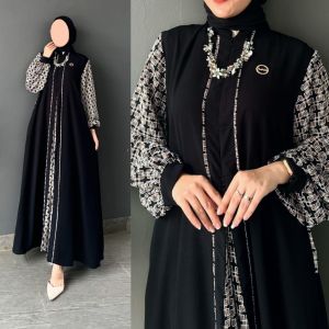Beena basic gamis hitam terbaru Amore by ruby simple dan kasual motif cantik