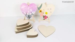 5Pcs Unfinished Wooden Hearts Blank Wood Slices 8/10/12/15cm DIT Hanging Pendant Painting Wood Pieces Wedding Embellishments