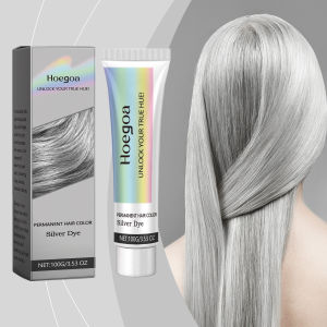 ยาย้อมผม Hoegoa Grey สีเงินอ่อน สไตล์พังก์ ครีมเปลี่ยนสีผมมืออาชีพทันสมัยสําหรับผู้หญิงและผู้ชาย