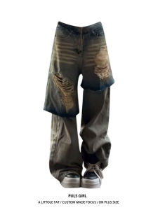 Quần Jeans Denim Ống Rộng Lưng Cao Kiểu Dáng Đường Phố Cỡ Lớn Quần Dài Thường Ngày Cho Nữ Thời Trang Thu Đông