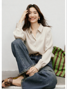 HOPESHOW | Glossy Drape Satin Shirt