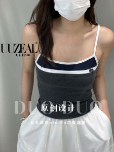 Áo Ba Lỗ Nữ Dáng Ôm Màu Tương Phản Mùa Hè Mới Áo Ba Lỗ Nữ Màu Trơn Cổ Tròn Tay Ngắn Chất Liệu Cotton Pha Lanh