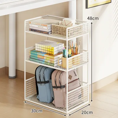 Book Storage Rack with Wheels Movable Book Shelf Multiple Layers