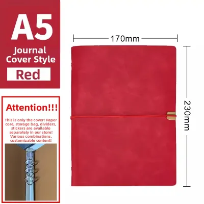 A5 Soft Leather Ring Binder Girl High Aesthetic Notebook Cover Customizable Logo Multifunctional Leather Surface Scrapbooking Book