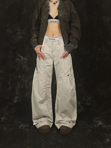 NNK American Retro Vintage Design Bend Knife Casual Pants Loose Shape for Men And Women Trendy Workwear Cotton High Waist Zipper