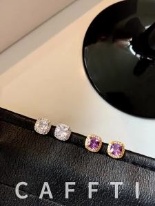 CAFFTI | Attractive S925 Silver Zircon Square Candy Earrings