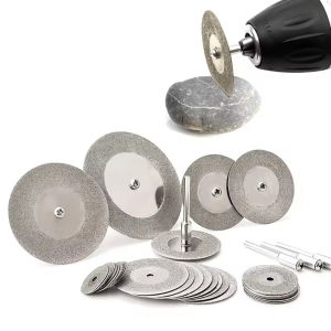 10 Pcs 20/22/25/30mm Diamond Cutting Discs Mini Saw Blade Cut with 2 Pcs Rod Connection for Dremel Rotary Drill Adjustment Tool