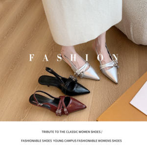 High Heels for Women Red Sandals Retro French Pointed Heels Casual Stiletto Heels