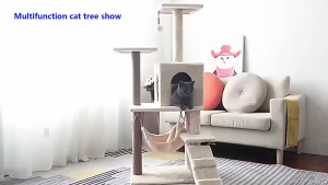 Teeker Pet Cat Tree Multi-Level Cute Cat Tree Tower with Sisal Scratching Posts Cat Condo Soft Plush Perche and Dangling Toys for Indoor Cats