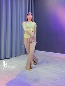 Modern dance practice clothes drawstring long sleeve sleeve dance clothes top body clothes Chinese classical dance women现代舞练功服抽绳长袖套指舞蹈服上衣形体服中国古典舞女