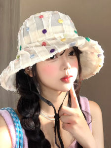 BAOYINFEI | Colorful Polka Dot Mesh Folding Wide Brim Fisherman Hat Breathable Sun-protection UV-proof