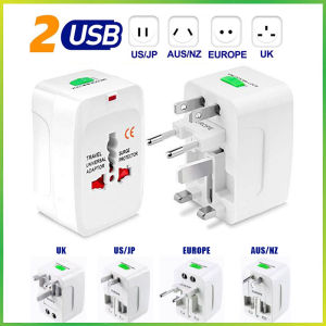 【Ready Stock】ALL-IN-ONE Worldwide Universal International Travel Adapter Charger Adapter Plug Surge Protector Lock UK Converter