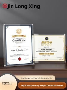 Modern Acrylic Certificate Frame A4 Honor Document Photo Frame Award Certificate Display Frame Rectangular Shape Simple Style
