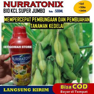 Pupuk BIO KCL SUPER JUMBO NURRATONIX 500ML Mempercepat Pembungaan & Pembuahan Tanaman Kedelai | Pupuk Cair Organik untuk Kedelai | Nutrisi Lengkap Tanaman | Pupuk Terbaik Tanaman Kedelai Cepat Berbuah