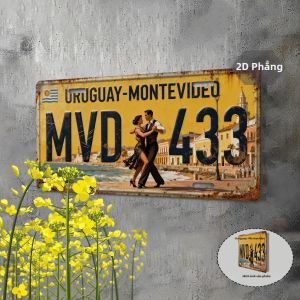 CIFbuy | Vintage Uruguay Montevideo Tấm Kim Loại Bằng Thiếc Ký Hiệu 11.8x5.9in Nghệ Thuật Treo Tường Du Lịch Trang Trí Poster Quà Tặng