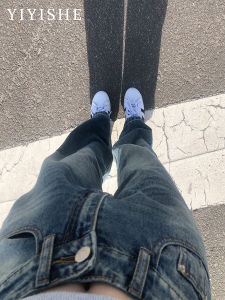 High Waist Straight Leg Jeans Womens Loose Fit Slimming Long Pants Casual Style Faded Washed Denim Floor Length Trousers