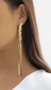 Ingemark | Kpop Gold Color Long Snake Chain Drop Earring for Women Wedding Vintage Dangle Earring Trendy Accessories Party Jewelry Gift