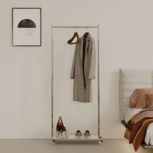 Simple Modern Stainless Steel Clothes Hat Rack Mobile Indoor Living Room Bedroom Metal Storage Organizer Free Standing Clothes Hanger