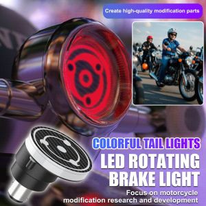 Motorcycle Brake Light Flashing LED Sharingan Rotating Colorful Strobe Tail Light Motorbike Accessories