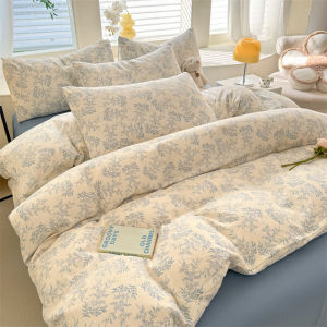 Washed Cotton Bedding Sets Tulip/Rabbit Quilt Cover Set Single/Queen/King/SuperKing Fittedsheet Set