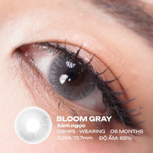(HOẢ TỐC SG) Kính áp tròng màu Xám ngọc BLOOM GRAY ACROS – Lens dùng 6 tháng đeo 8h/ngày
