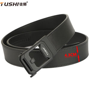 Tushi | TUSHI New 4.3CM Leather Mens Military Tactical Belt Tight Heavy Duty Hard Belt for Male Outdoor Casual Belt Automatic Waistband