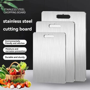 Food Grade Stainless Steel Chopping Board Titanium Double-sided Thickened Cutting Board BAC for Kitchen