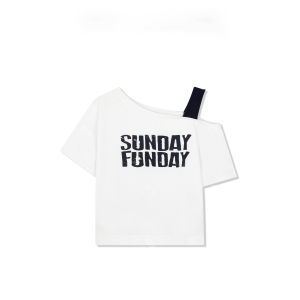 Shalldoer | Áo thun nữ tay ngắn cổ tròn dáng rộng mùa hè phong cách Hàn Quốc thời trang thường ngày thiết kế màu tương phản gợi cảm