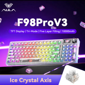 AULA F98 Pro V3 95 key hot swappable Intelligent Screen Mechanical Transparent Keyboard With RGB Backlit Bluetooth/2.4G/Type-C Wired 3-mode Connection Supports WIN/iOS/Android