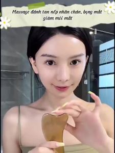 Combo 2 dụng cụ massage da mặt ấn huyệt cạo gió bằng sừng tự nhiên